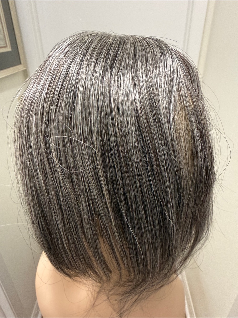 💯% 12” HUMAN Topper with Bangs, Medium/DarkGray/Silver - Picture 7 of 12